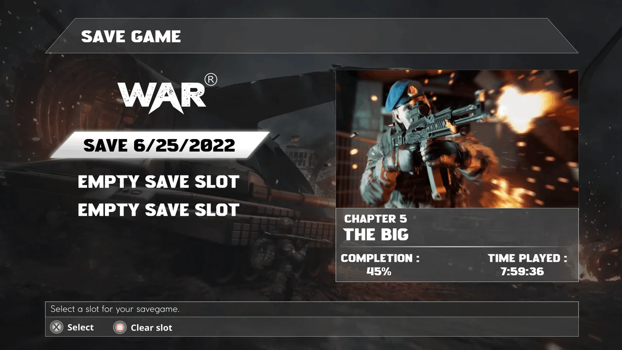 WAR: Save game