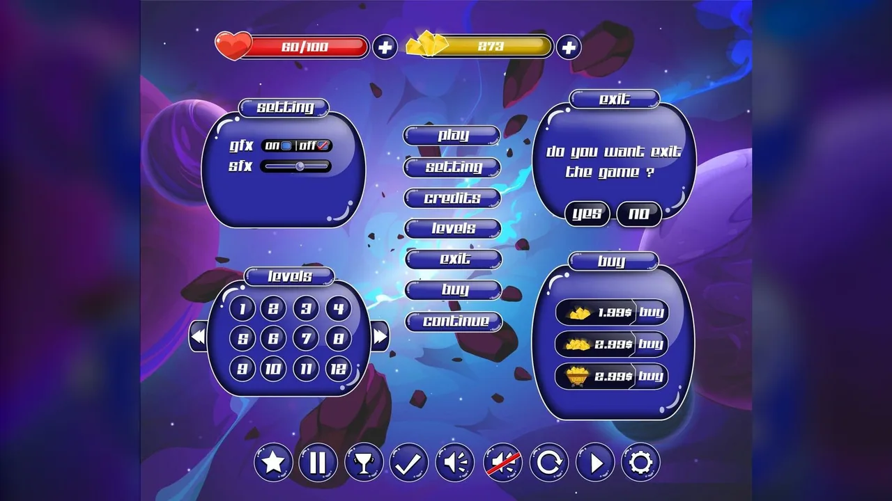 Cosmic Runner UI Kit: Mobile space adventure, full UI kit