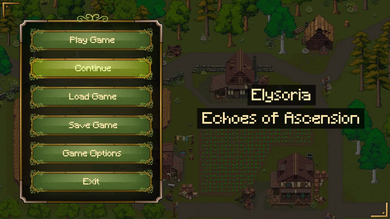 Elysoria: Echoes of Ascension: Pixel-art RPG, menu & inventory system