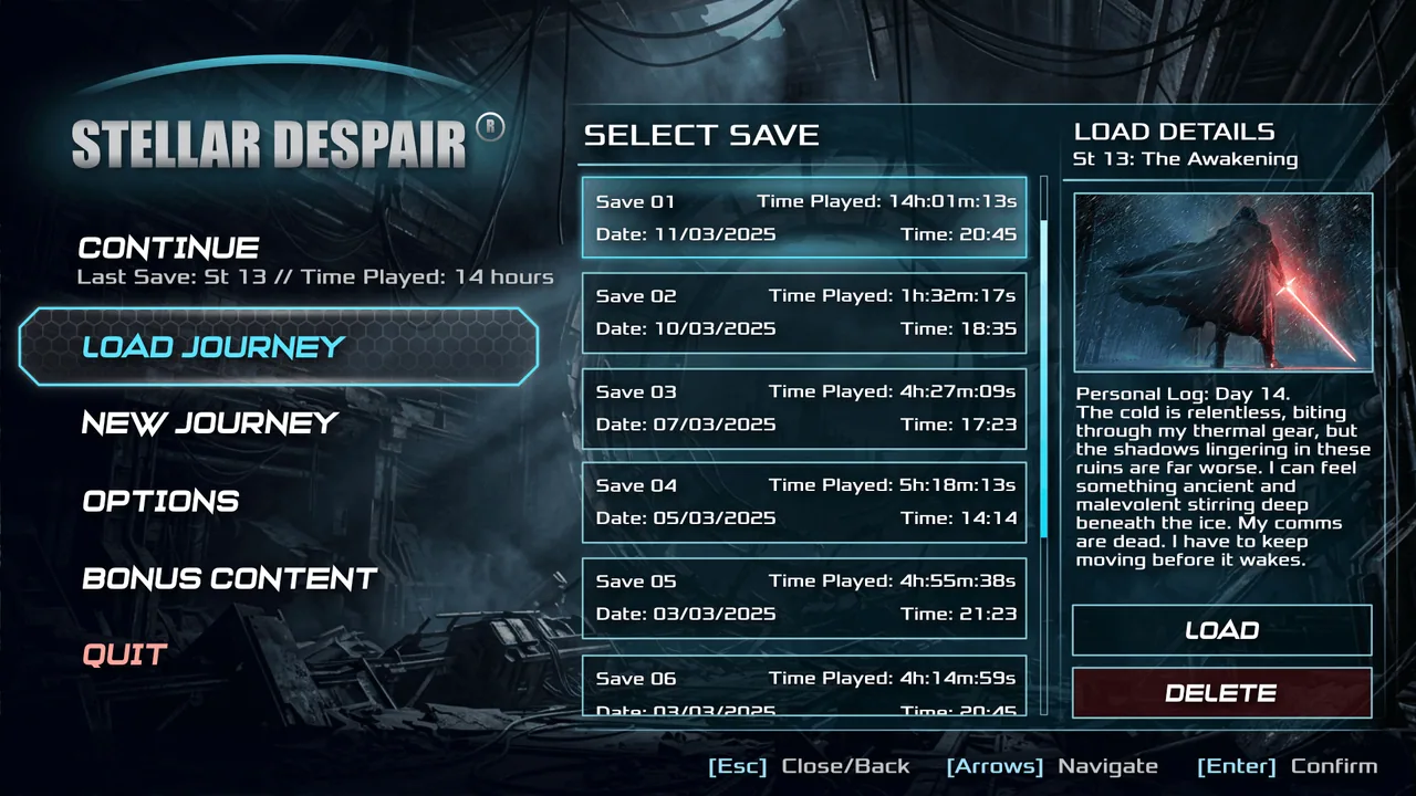 Stellar Despair: Save management