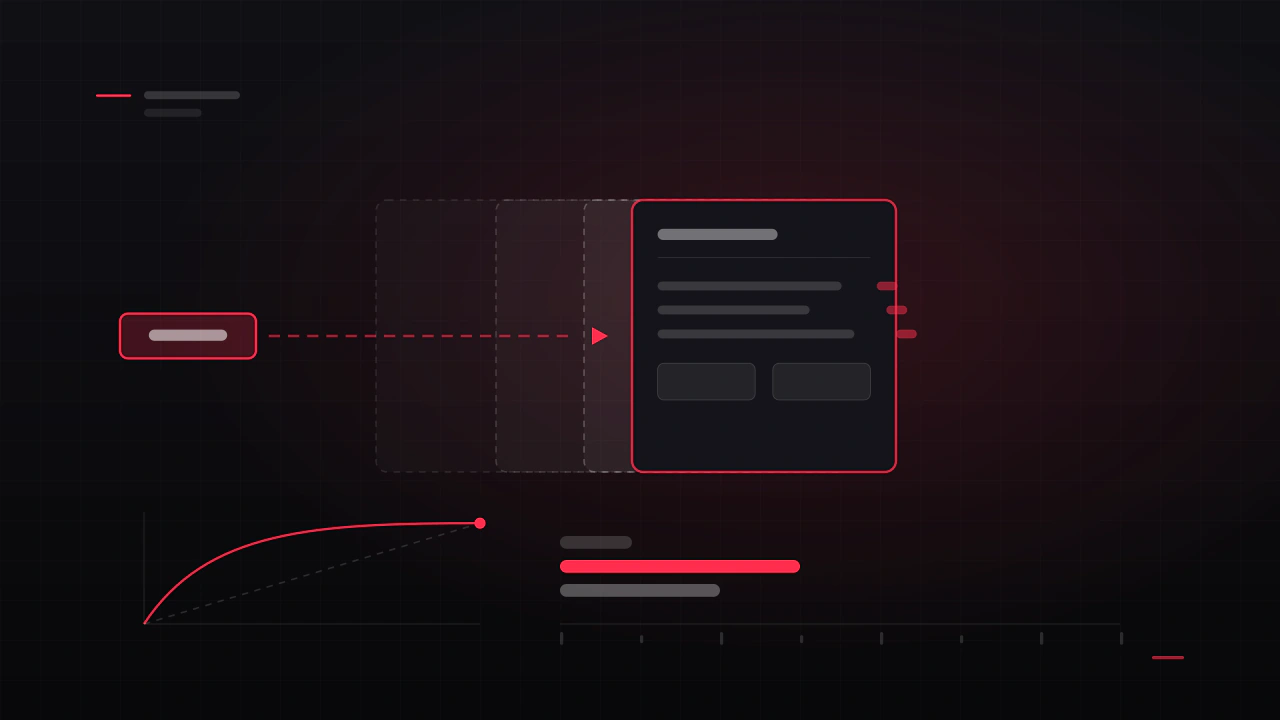 A screen transition drawn as a timeline: the panel entering from the direction it was opened, the content arriving after the frame, and the durations marked