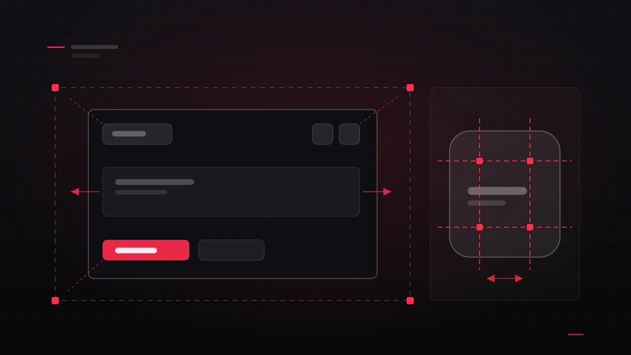 A Unity canvas at two resolutions with elements pinned to their anchors, and a nine-slice grid