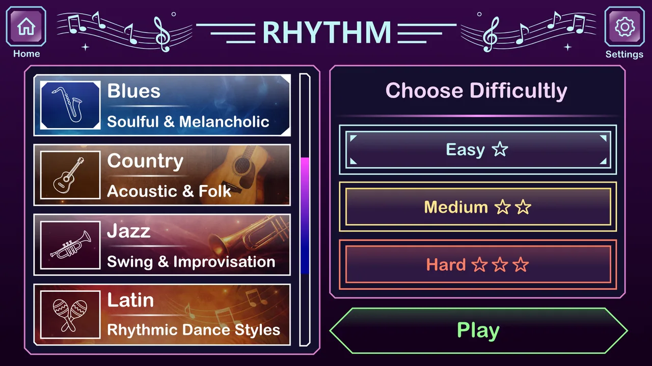 Game UI/UX Design for TSOlife: Rhythm, genre and difficulty